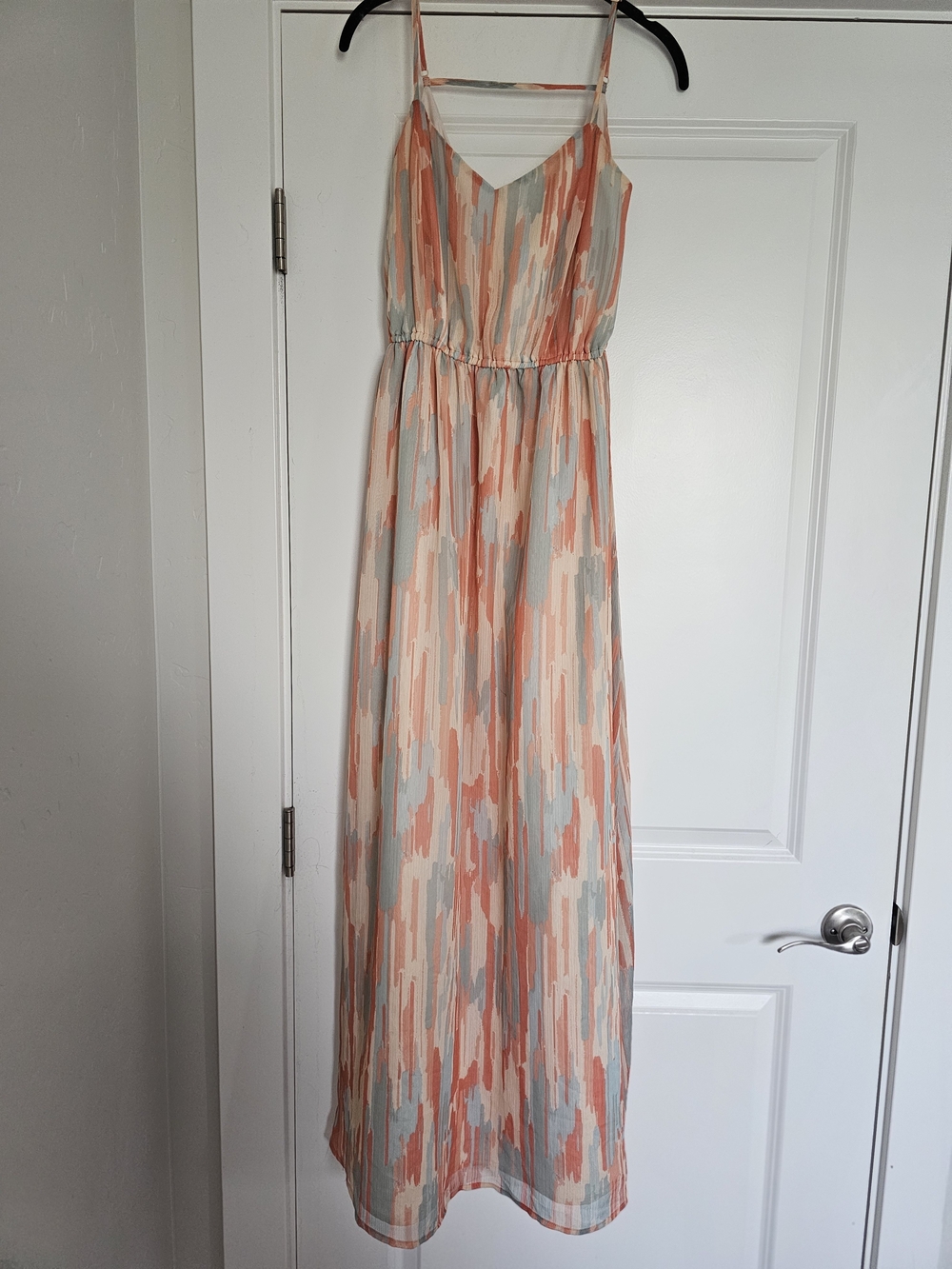Jack by BB Dakota Coral & Light Gray Abstract Print Maxi Dress